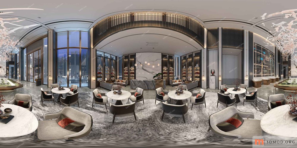 Panorama-Modern reception lounge area 457546 - vray 2021