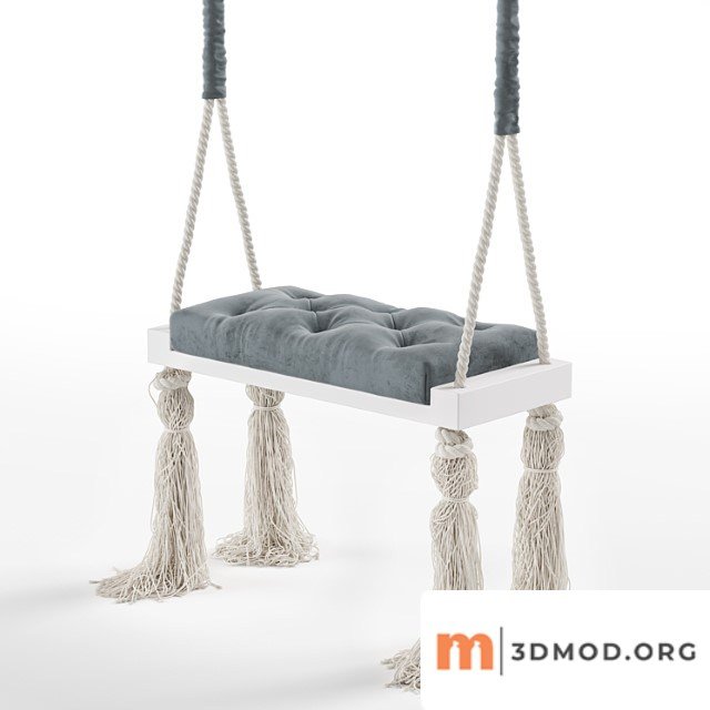 Quilted Wooden Indoor Swing Rope Hanging Chair