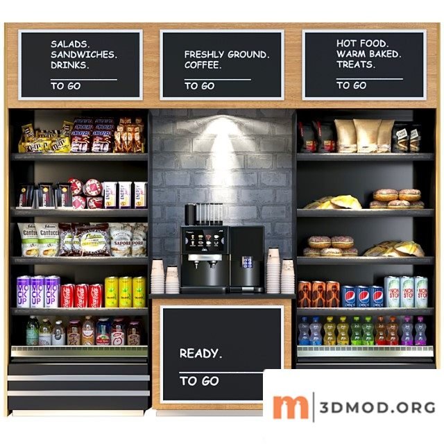 Rack In Supermarket With Breakfast Cereals Sweets And Coffee Machine Supermarket