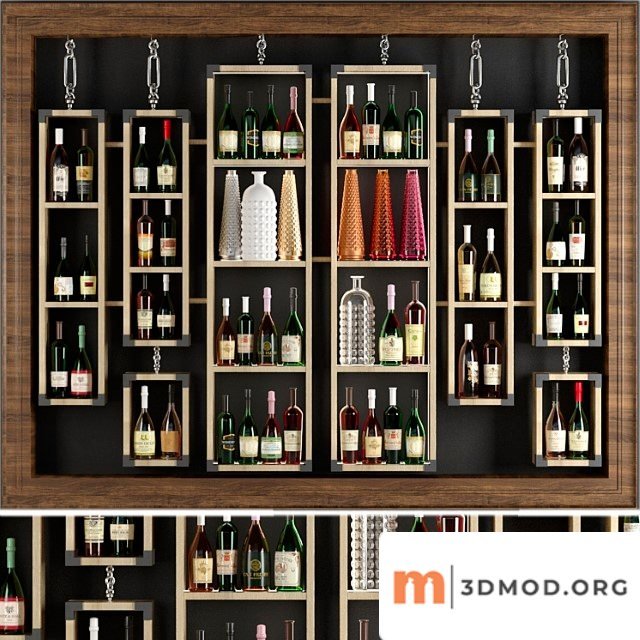Rack With Collectible Wine and Vases