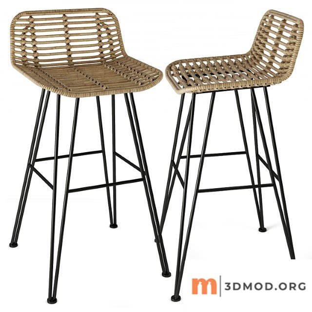Rattan iron bar stool 2