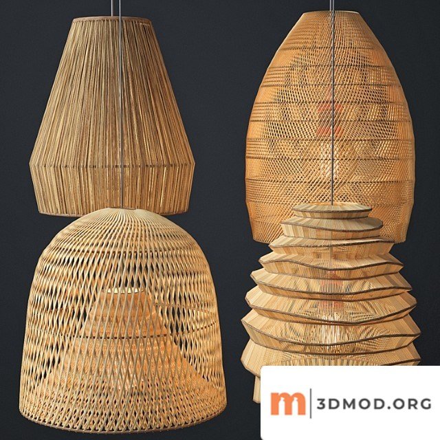Rattan lighting set 2