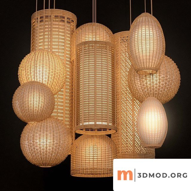 Rattan lighting set