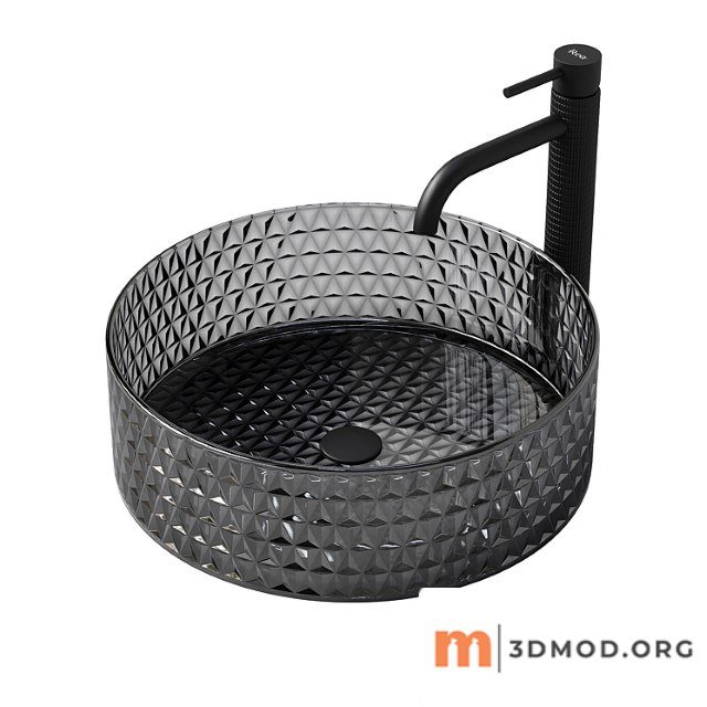 Rea cristal black washbasin with gusto one tap