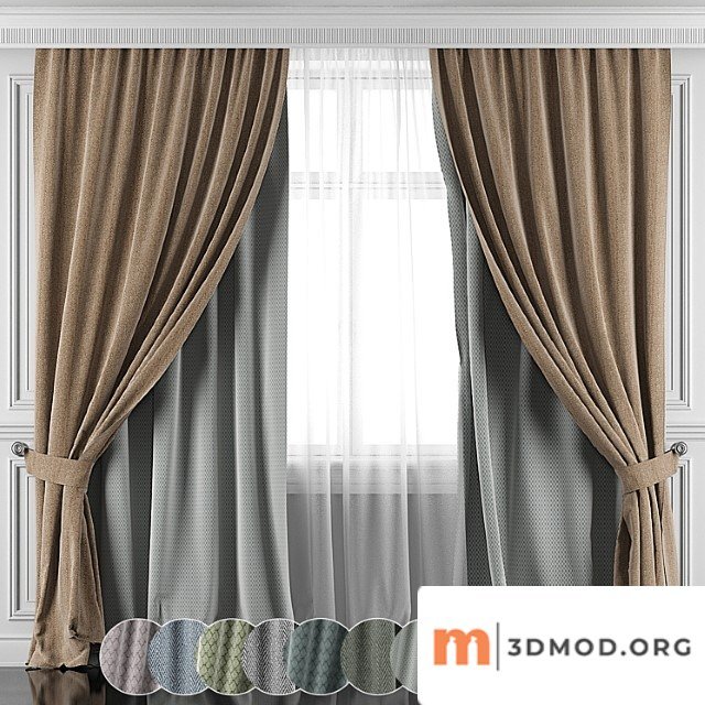 Set of Curtains 12 Pieces With Window And Moldings 396 401