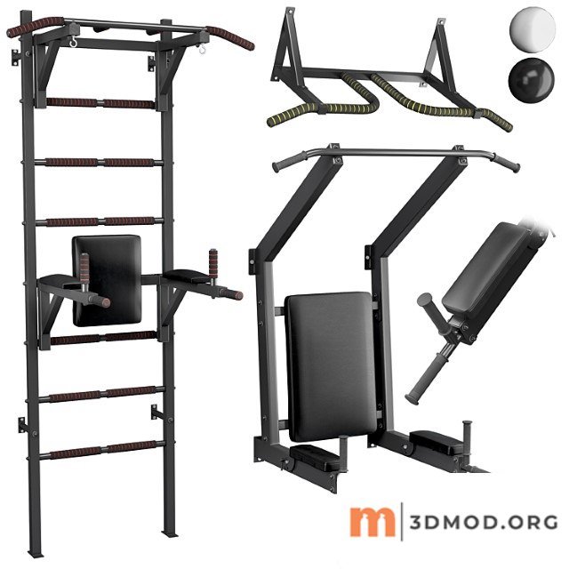 Set of Swedish Wall Barbell Press Folding Barbell and Wall Barbell