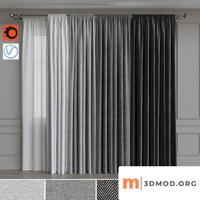 Set of curtains on the cornice 20. gray range