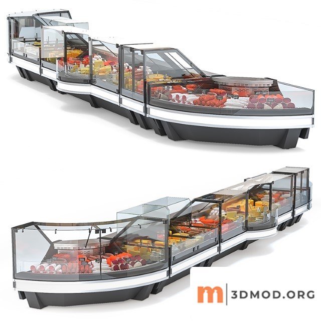 Set of showcases for grocery store