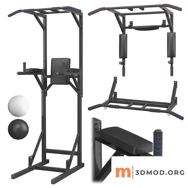 Set - wall horizontal bar, horizontal bar 3 in 1 and full horizontal bar-bars-press