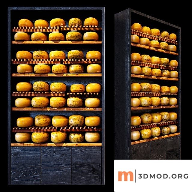 Shelves with cheese