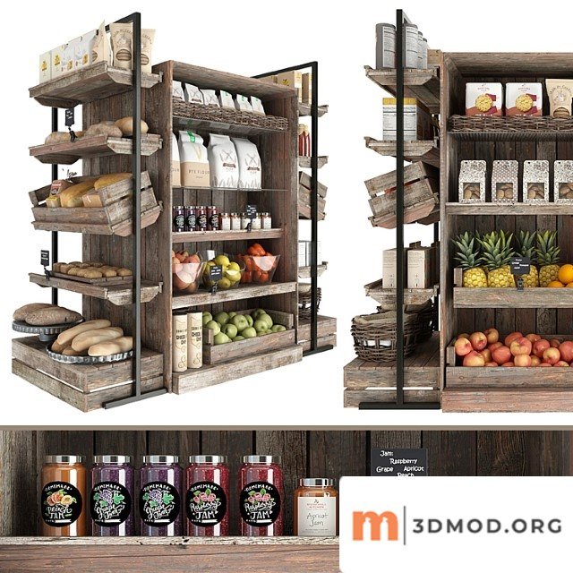 Shelves with products