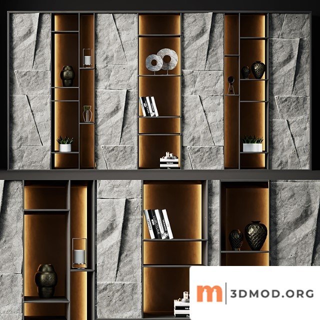 Shelving with stone panels 2