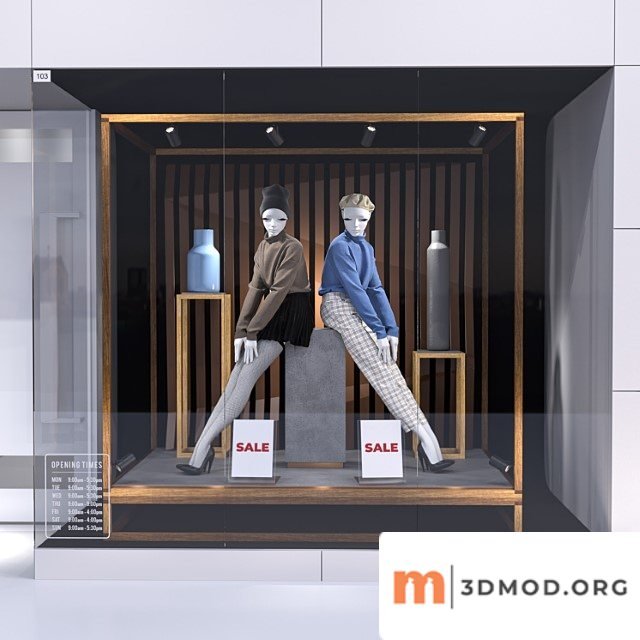 Shop front with female mannequin 001