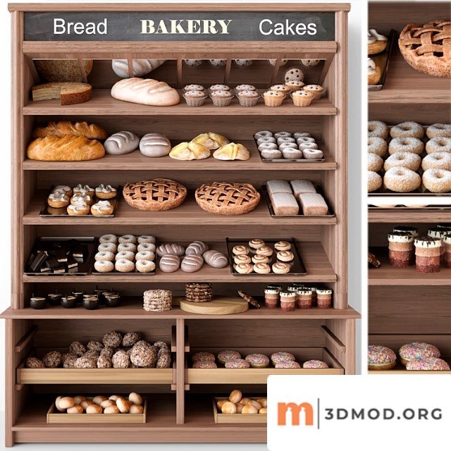 Showcase In A Bakery With Pastries and Desserts Sweets