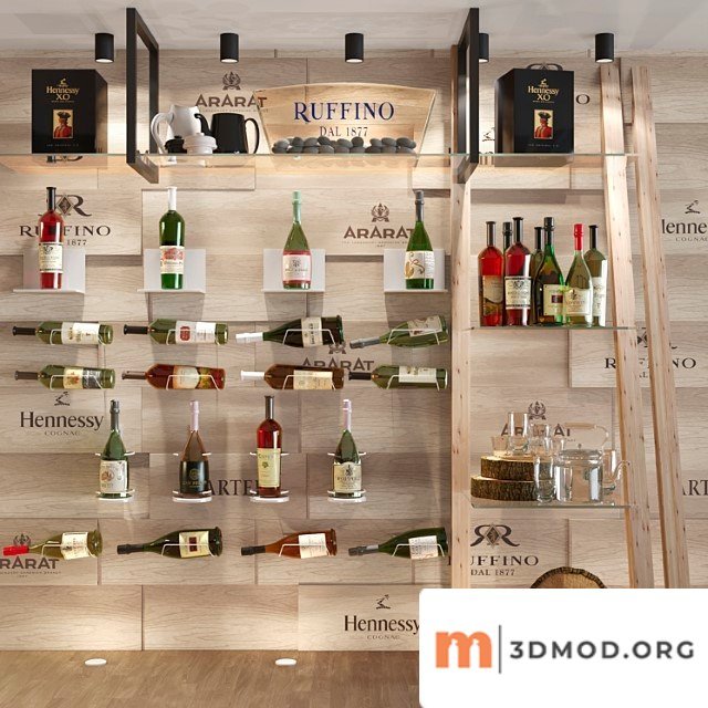 Showcase in a restaurant with collection wine. red wine