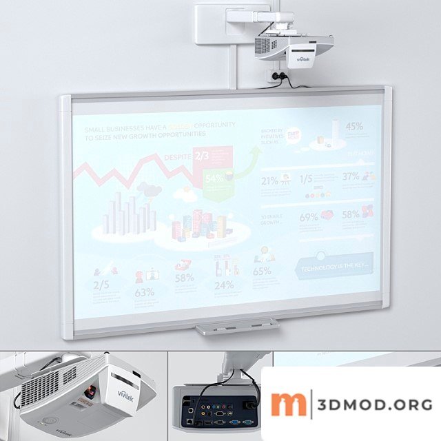 Smart sbm685 whiteboard with vivitek dh758ust projector and mount