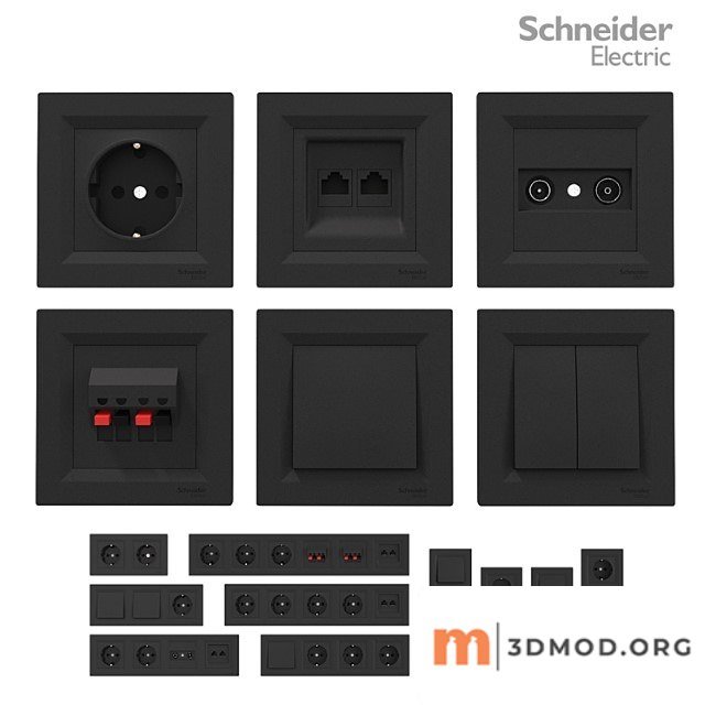 Sockets and switches schneider asfora black.