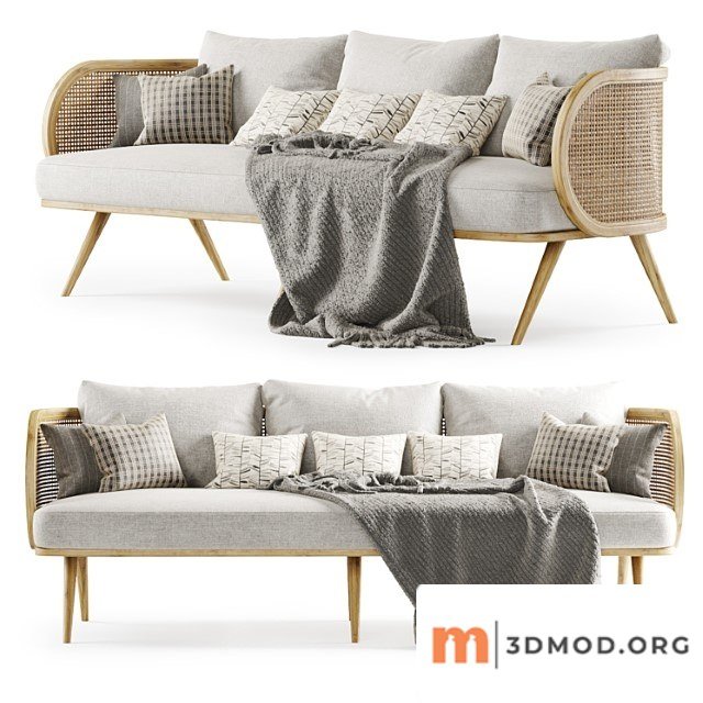 Three-seater rattan sofa