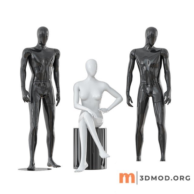 Two Male and One Female Faceless Mannequins 30