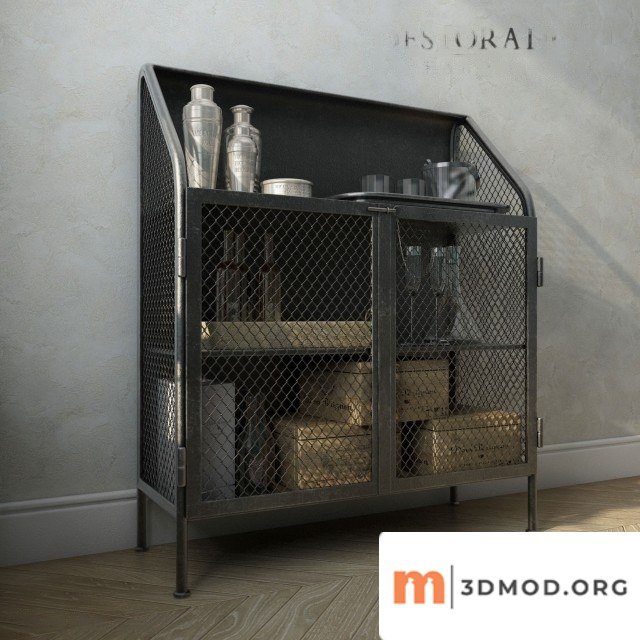 Vintage French Factory Bar Cart