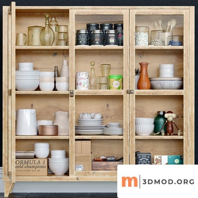 Wardrobe with dishes. kitchen utensils