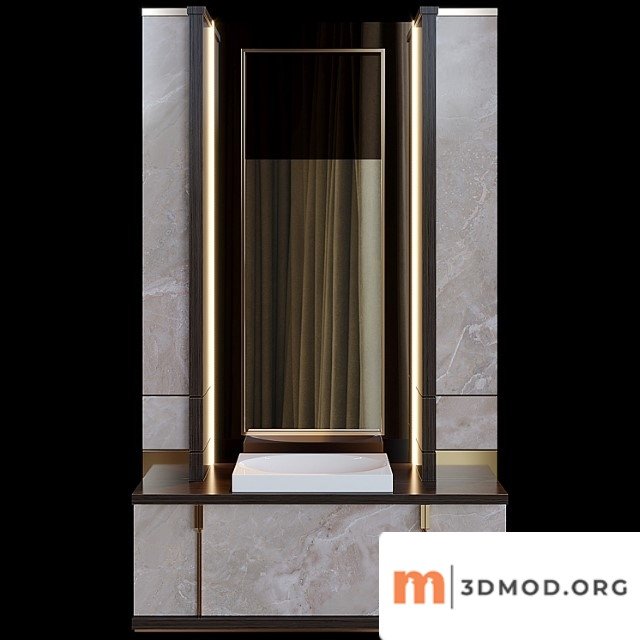 Washbasin with illuminated mirror