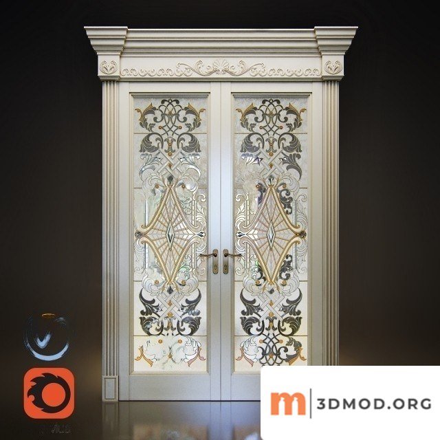 White Door With Stained Glass