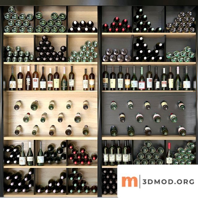 Wine cabinet with wine 3. alcohol
