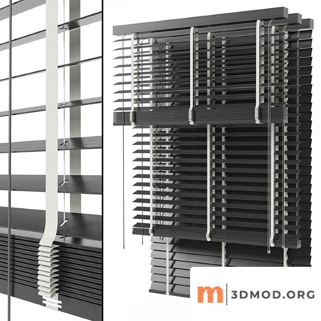 Wooden blinds set 04