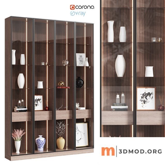 Wooden cabinet with decor