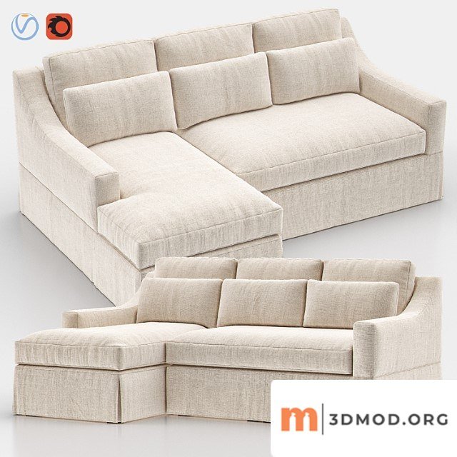 York slope arm slipcovered sofa chaise sectional 2