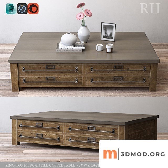 Zinc Top Mercantile Coffee Table 1