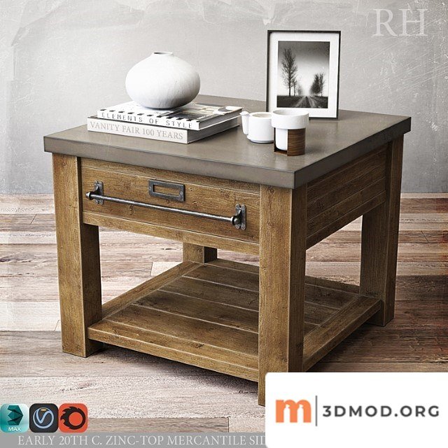 Zinc Top Mercantile Side Table 28sq
