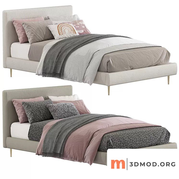 rabbit pleated upholstered bed 218