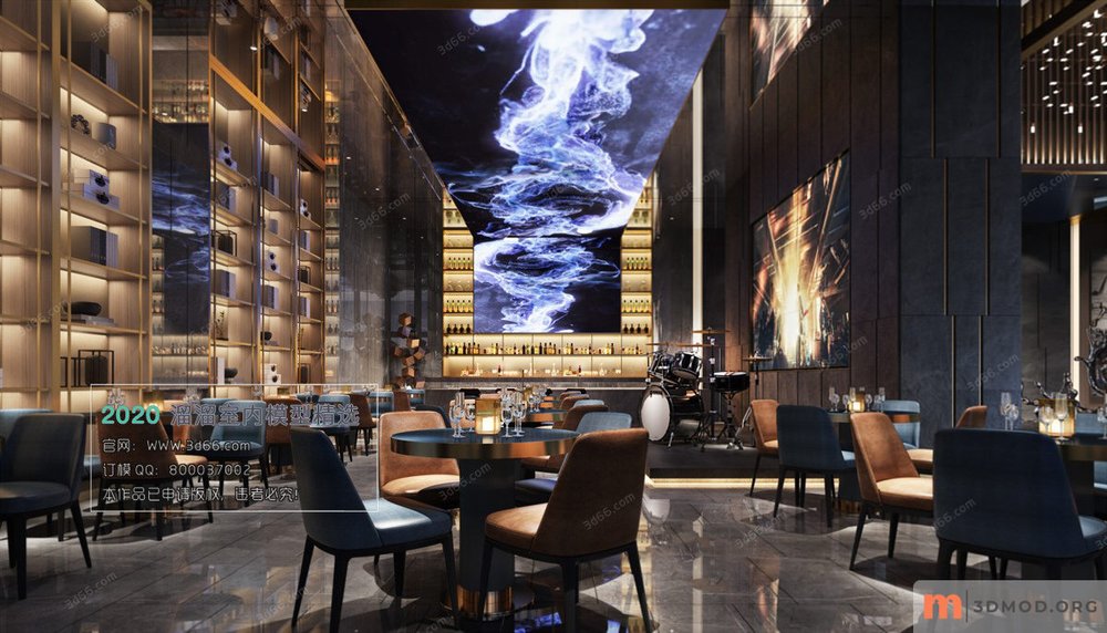 A012-现代风格-Modern style-Vray model2020-Hotel_Teahouse_Coffee_Restaurant
