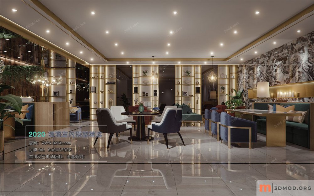 A016-现代风格-Modern style-Vray model2020-Hotel_Teahouse_Coffee_Restaurant
