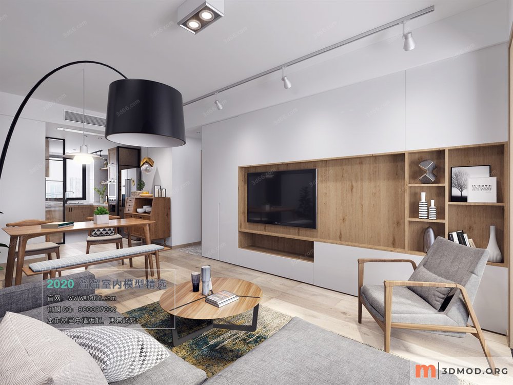 M001-2020-Living room-Nordic style-Vray model