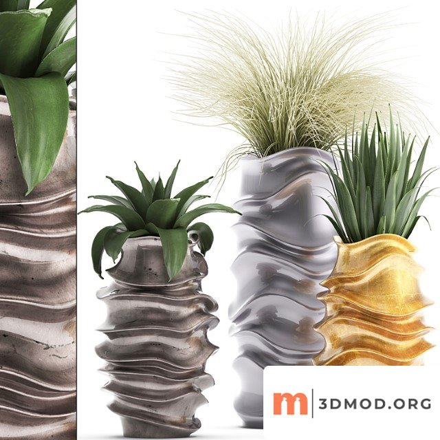 Plant collection 289. luxury flowerpot, pot, grass, agave, interior plants, luxury decor