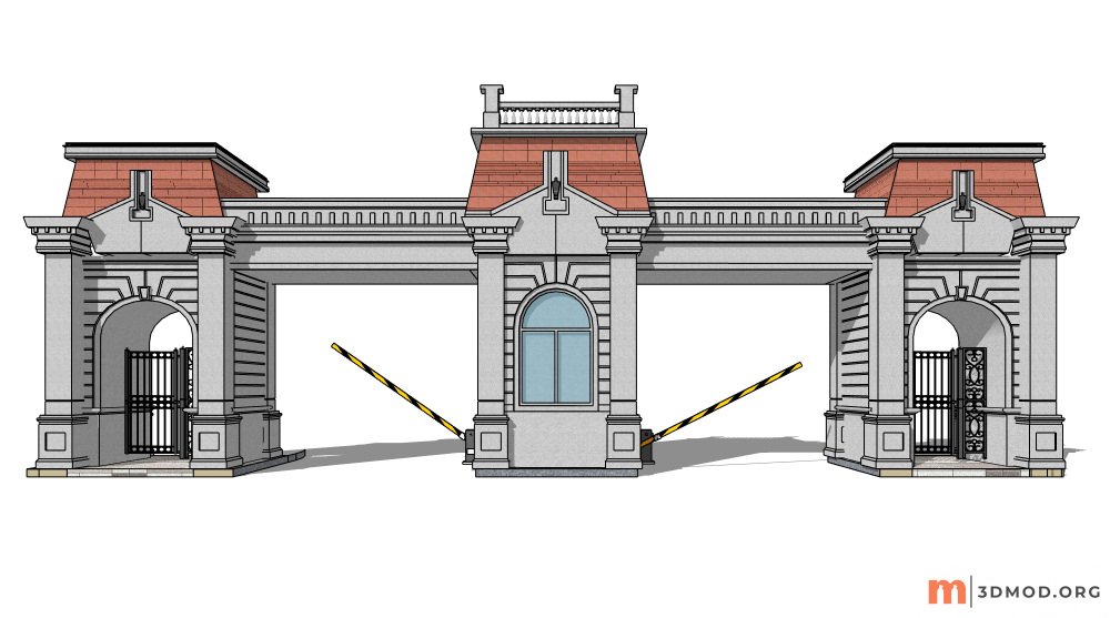 Classic Entrance Gate SketchUp model (29)