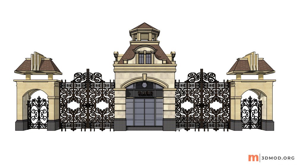 Classic Entrance Gate SketchUp model (87)